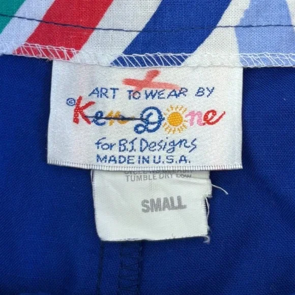 Art to Wear by Ken Done VNTG Blue High Waisted Pleated Tapered Pants Size Small - Picture 6 of 16